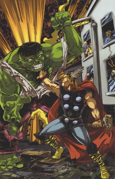 Hulk vs Thor Comic Art Print by Joshua H. Stulman - Brooklyn Comic Shop