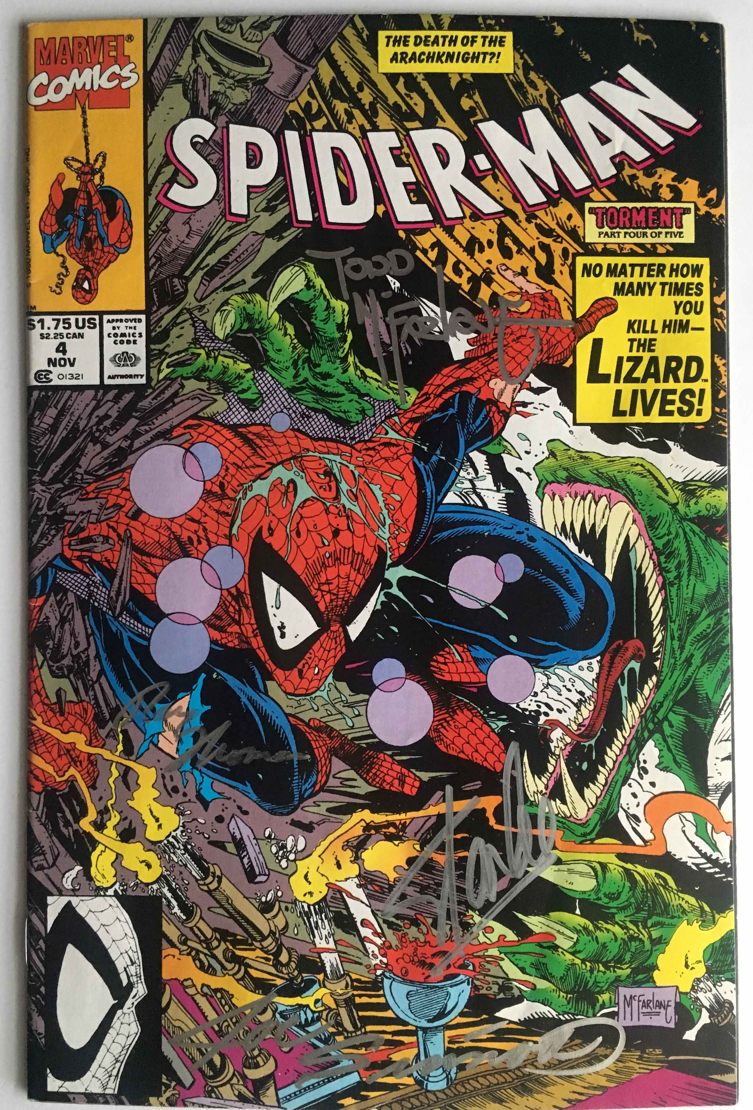 Spider-Man # 04 Signed by Stan Lee Todd McFarlane + 2 - Brooklyn Comic Shop